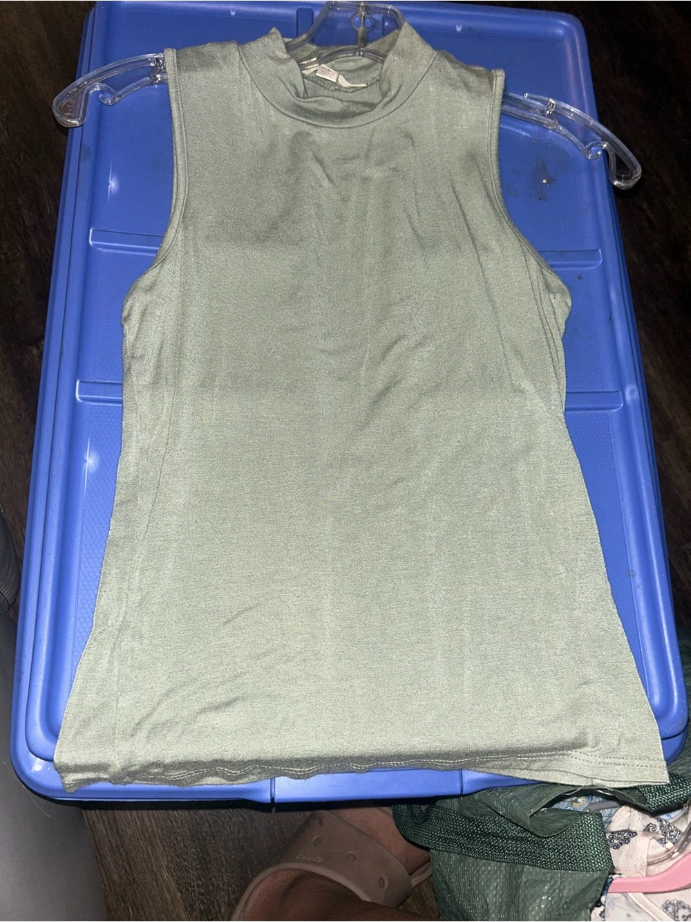 🍄3 for $10🍄 miami Sleeveless Mock Neck Tank Top in Sage Green